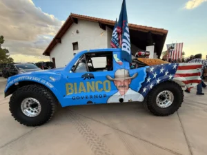 Truck with graphic of Chad Bianco for Governor